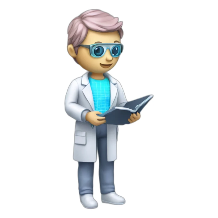 Futuristic-Biomedical-Engineer-studying-hologram-3d-model-of-breast sticker