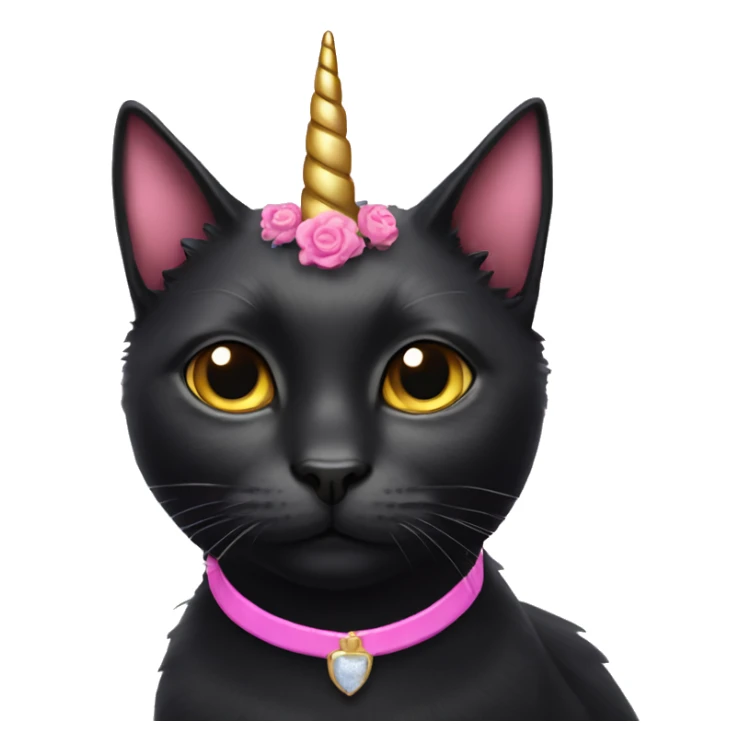 Black cat with pink collar and unicorn wings sticker