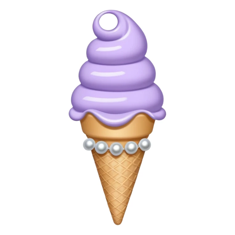 ice cream cone with pastel lavender scoop and silver pearls sticker