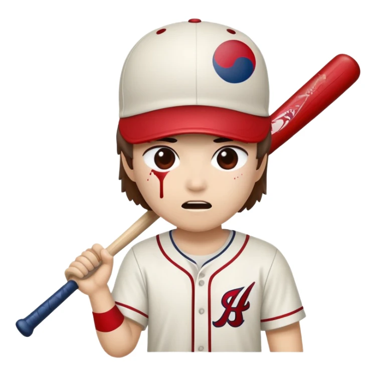 South Korean flag, baseball bat hitting Braves fan on head sticker