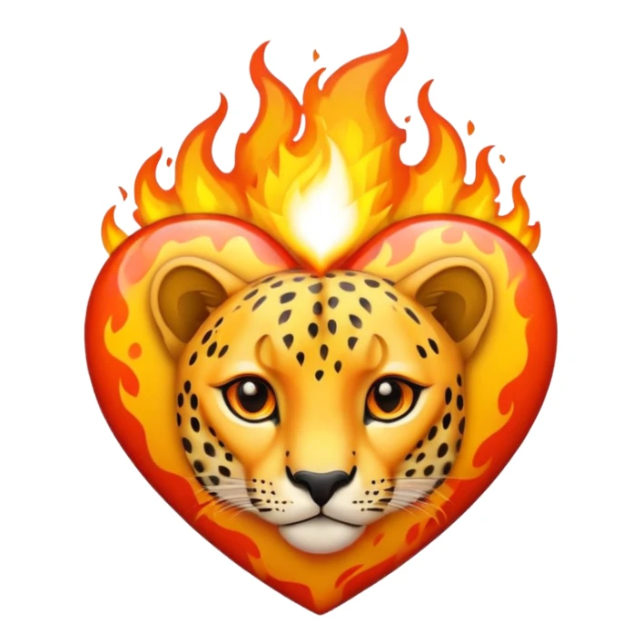 Heart with cheeta print and fire really graphic sticker