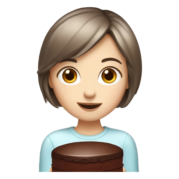 girls who eating chococake with short hair, white skin sticker