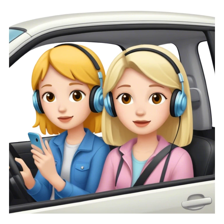 two girl in a car listening to music sticker