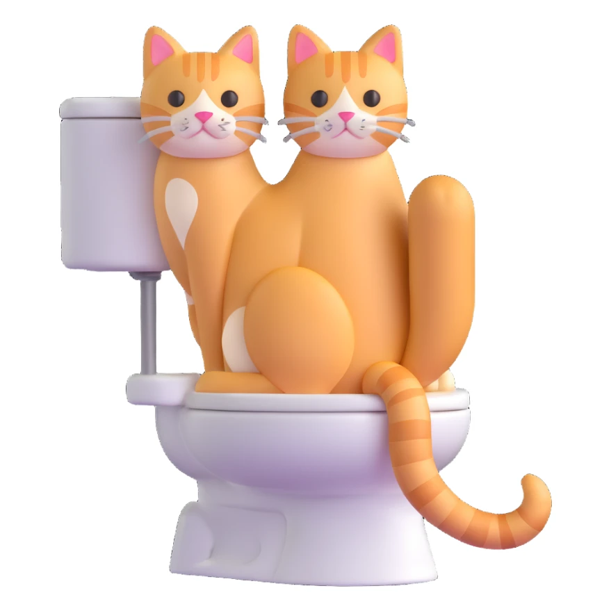 A cat in the form of a baguette sitting on a toilet sticker