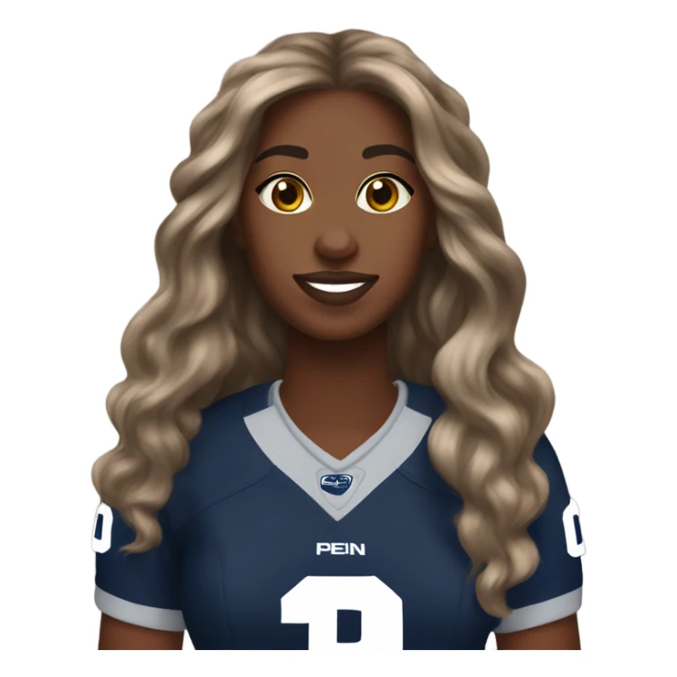 penn state jersey girl brown skin long hair sticker