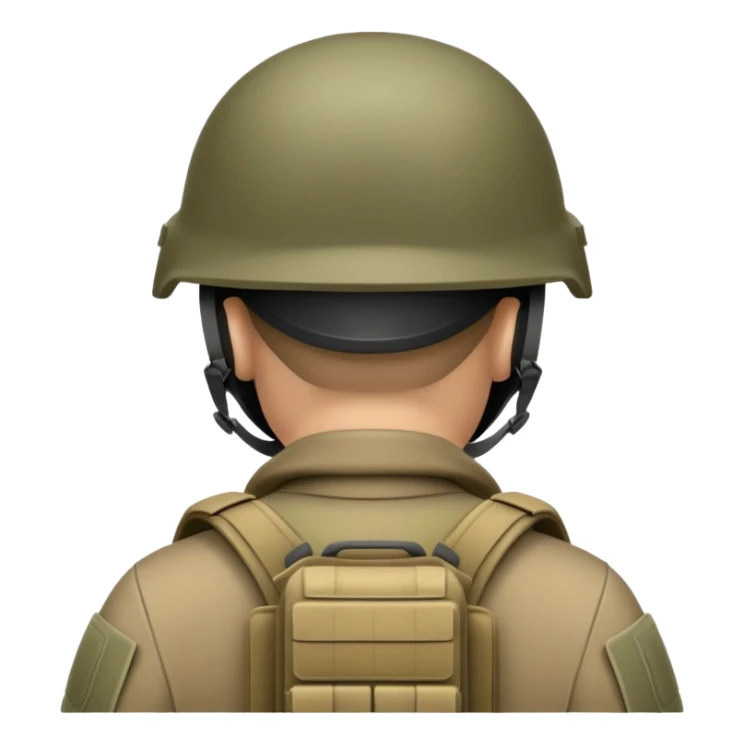 rear view of army soldier wearing combat helmet sticker