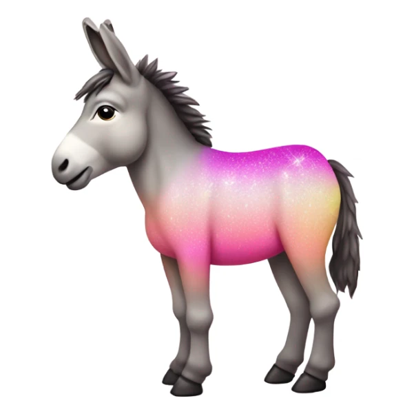 Pink ombre rainbow full body donkey with glitter and pink face  sticker