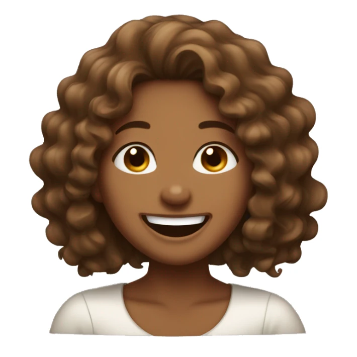 Brown skinned brown curly long haired girl laughing  sticker