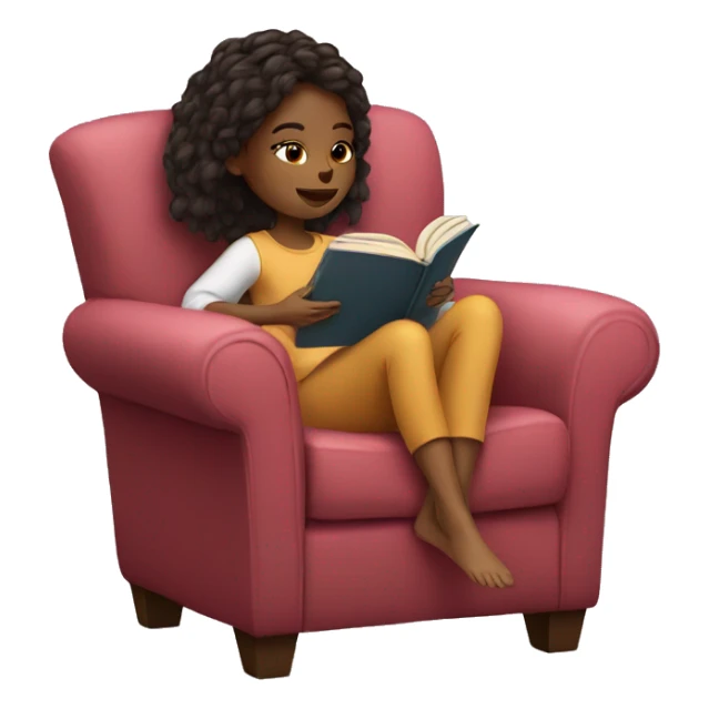 girl reading a book in cozy chair  sticker