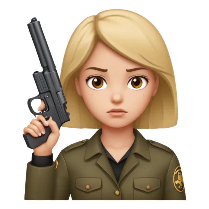 Girl holding a gun hand to head sticker