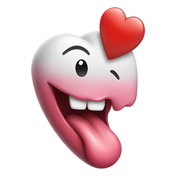 Tongue hanging out with love heart sticker