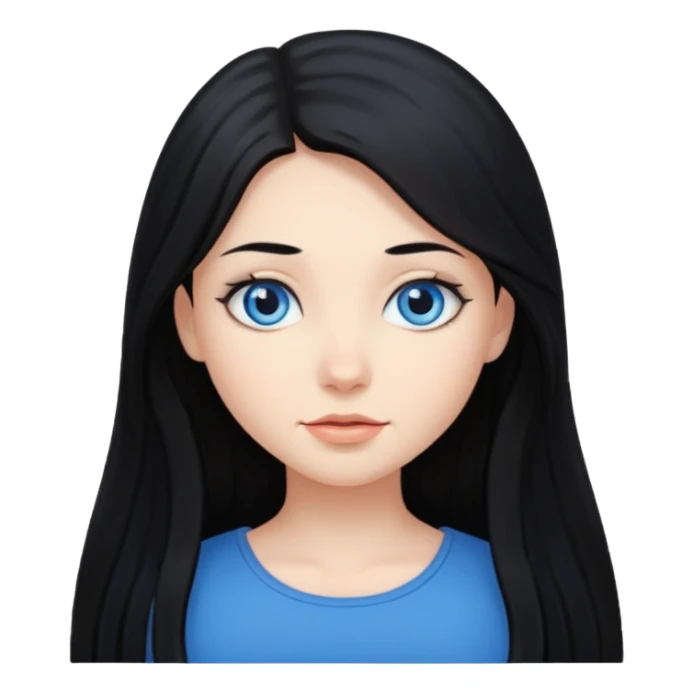 fille cheveux long et noir, yeux bleu sticker