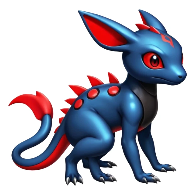 Cute Shiny Guilmon-Salandit-Umbreon-Fakémon-hybrid-creature (full body)  sticker