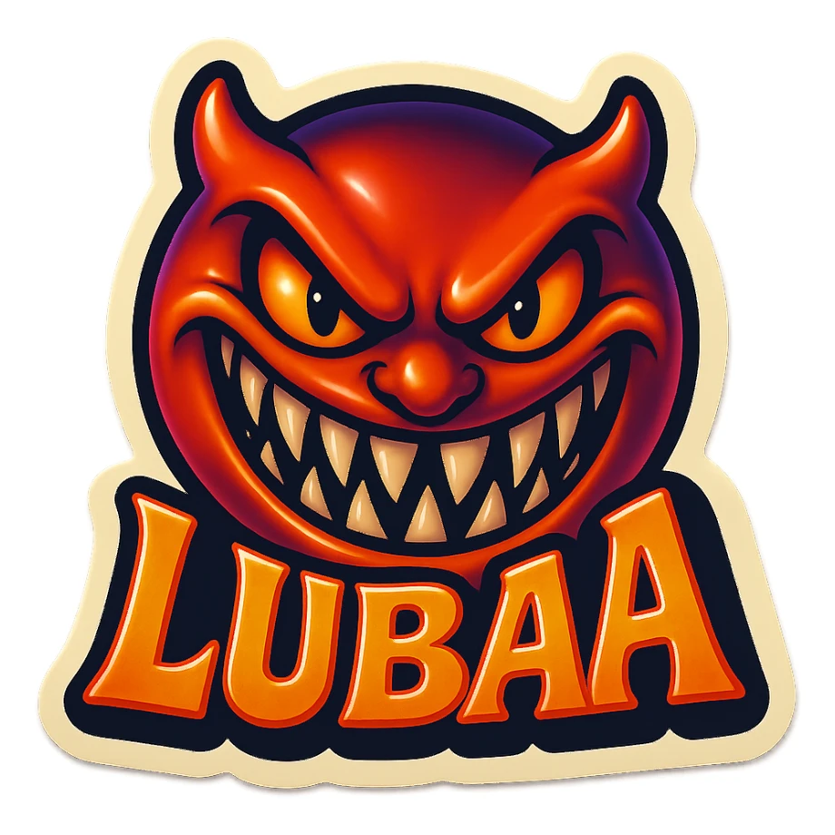 grin EVIL LOOk , Make it say "LUBAA"" sticker