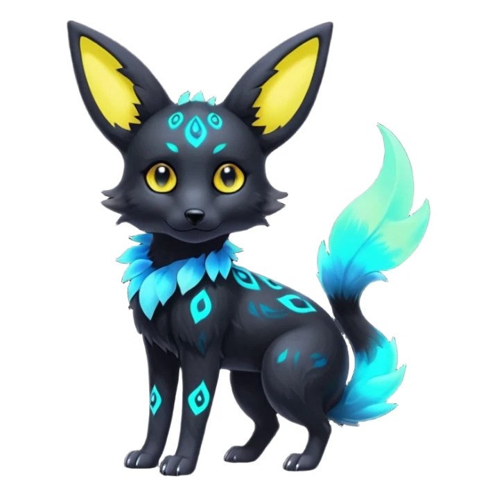 Multicolored gloomy glowing bioluminescent dark edgy gothic spooky cool badass pretty cool elegant realistic floral exotic Umbreon-Trico-Falvie-Fionbri-fursona, full body sticker