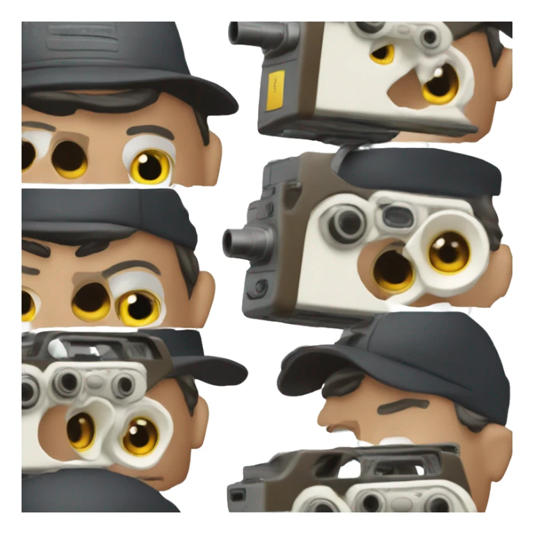 
Dad with cap filming with a Panasonic VHS-C VHS Camcorder looking through the camera sticker