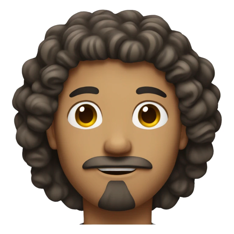 Guy with long curly hair with mustache and goatee sticker