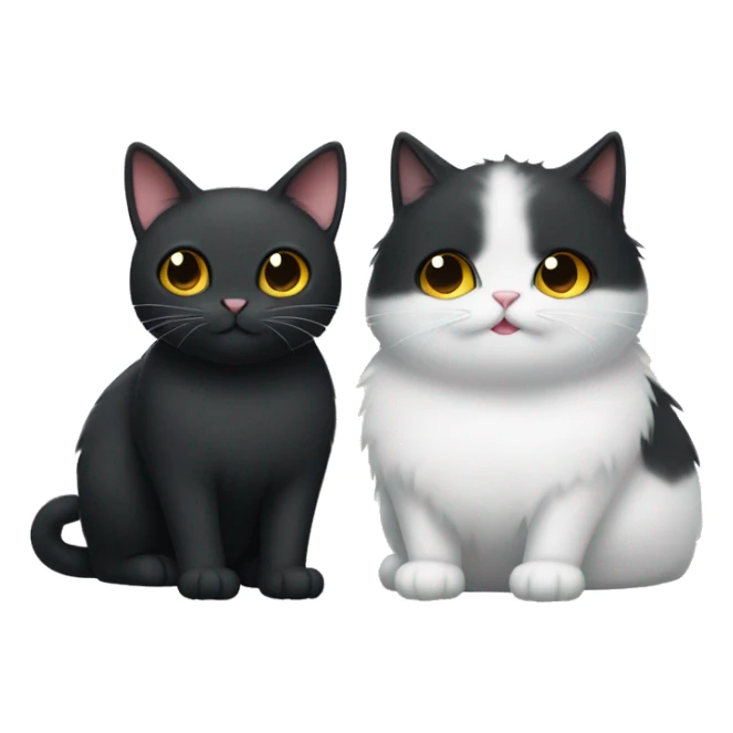 Two cats together one black cat and one fluffy white cat  sticker