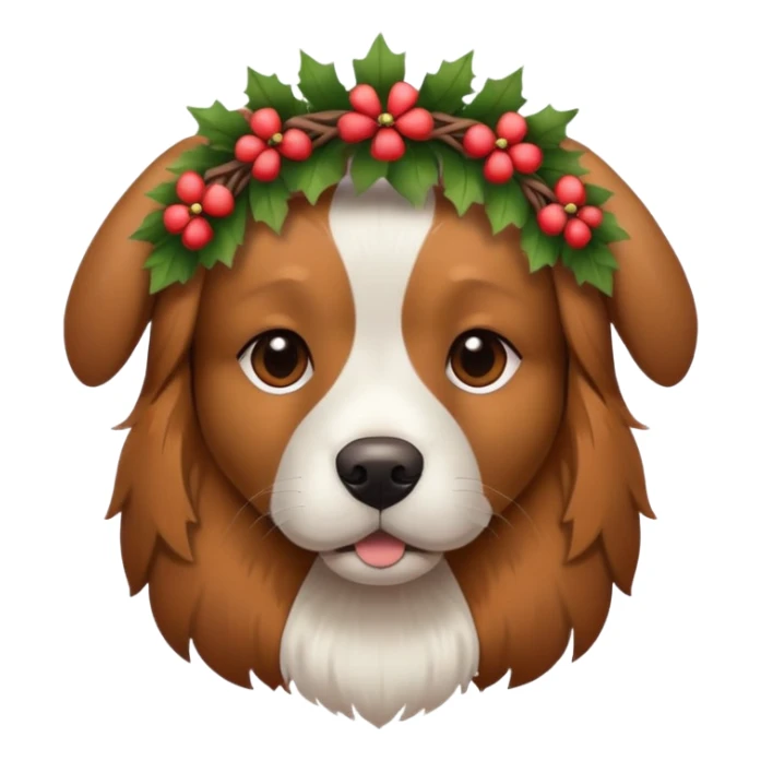 A dog with a wreath on its head sticker