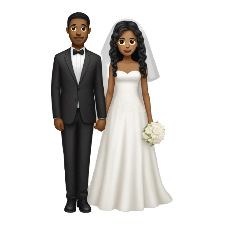 wedding white couple light skin dark hair sticker