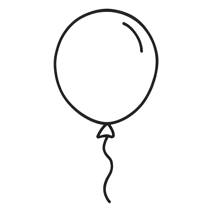 hand-drawn outlined balloon, playful sticker