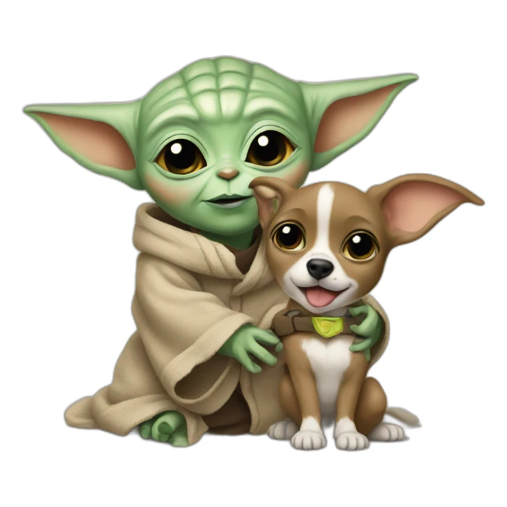Baby Yoda with dog happy birthday sticker