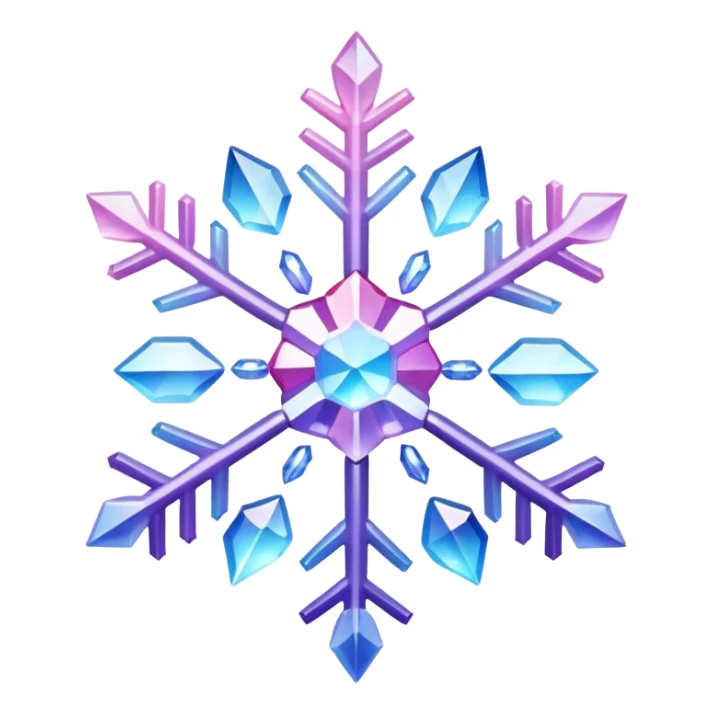 Gradient iridescent Pastel Pink violet blue white crystal gemstone snowflake  sticker