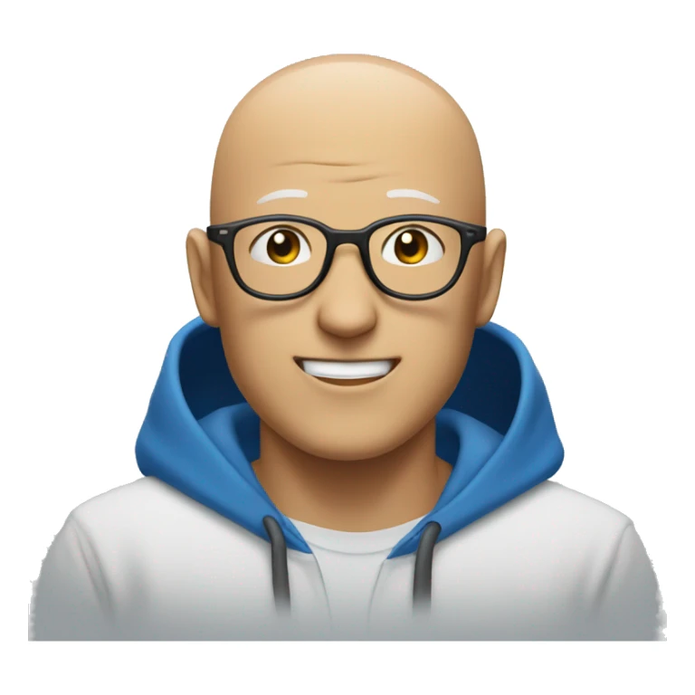 saitama smiling wearing glasses and blue hoodie sticker