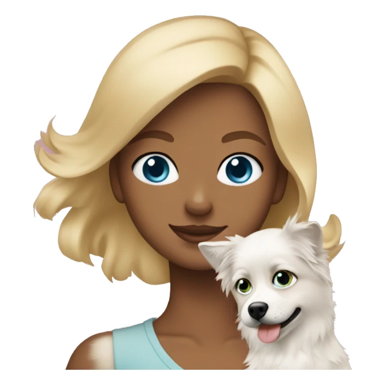 Blonde girl blue eyes holding spitz  sticker
