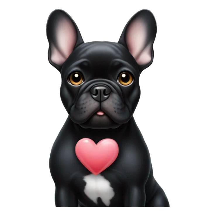 Black French bulldog with heart  sticker