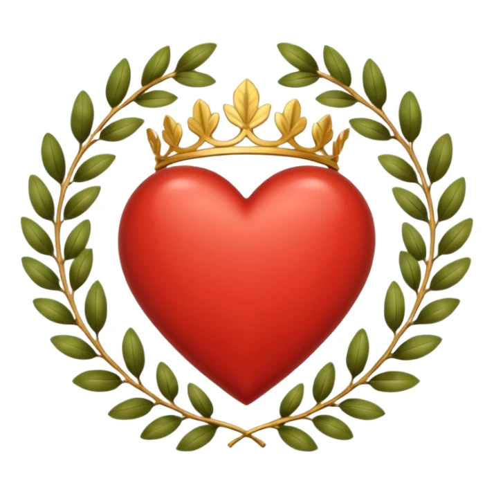 heart with a laurel wreath motif sticker