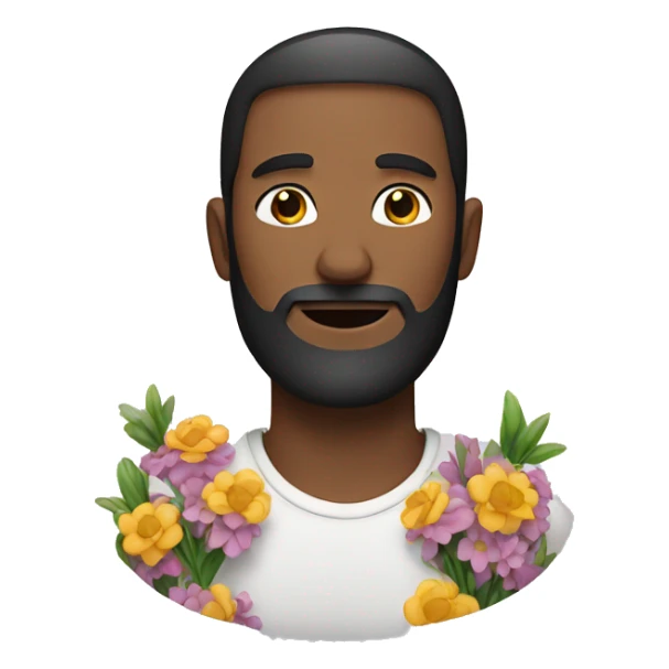 male portrait with beard holding flowers sticker