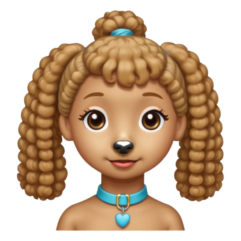 Mini poodle with Asia ponytail hair girl say goodbye sticker