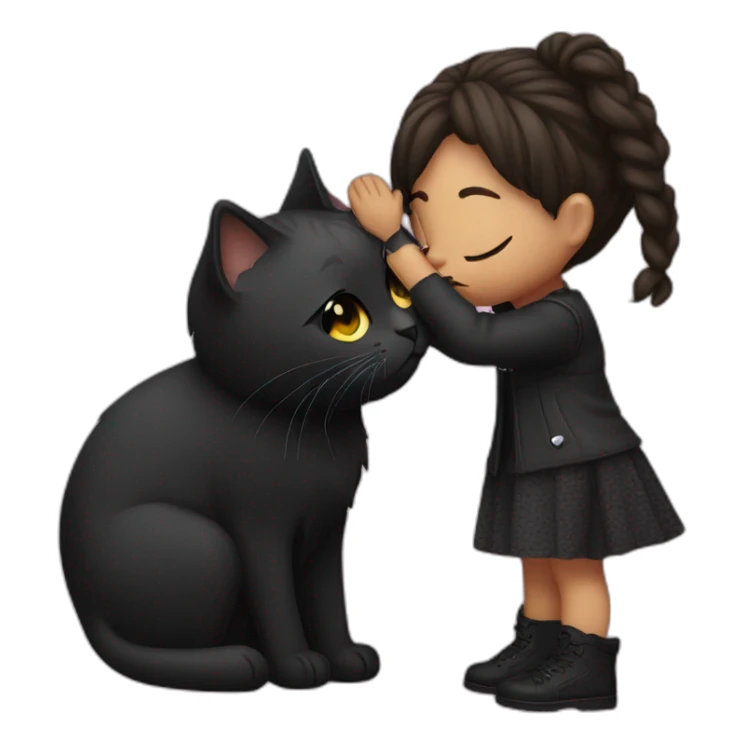 Rock girl kisses black cat sticker