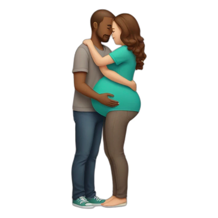 Man hugging pregnant woman sticker
