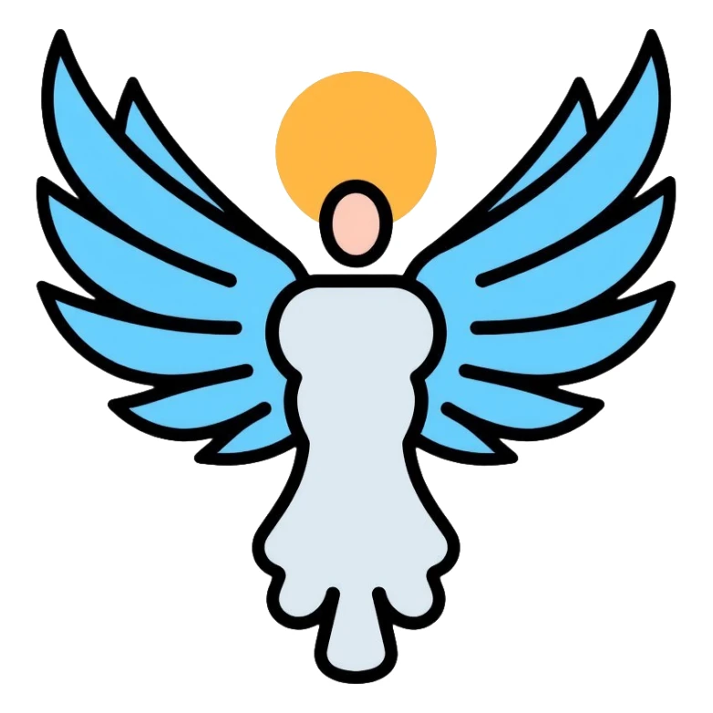 saint emblem with light blue wings, divine, holy sticker
