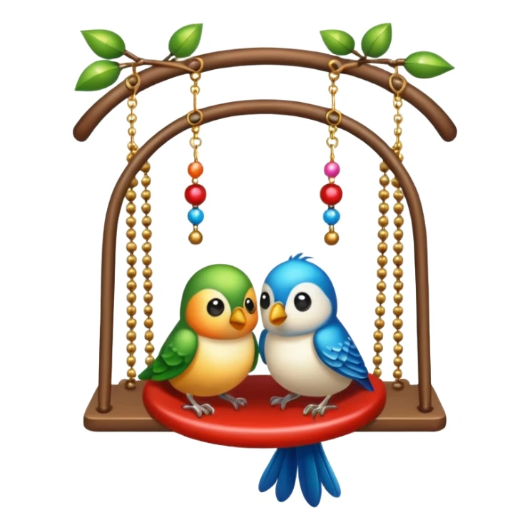 Swing with beads and bells for bird, birds wont sit right sticker