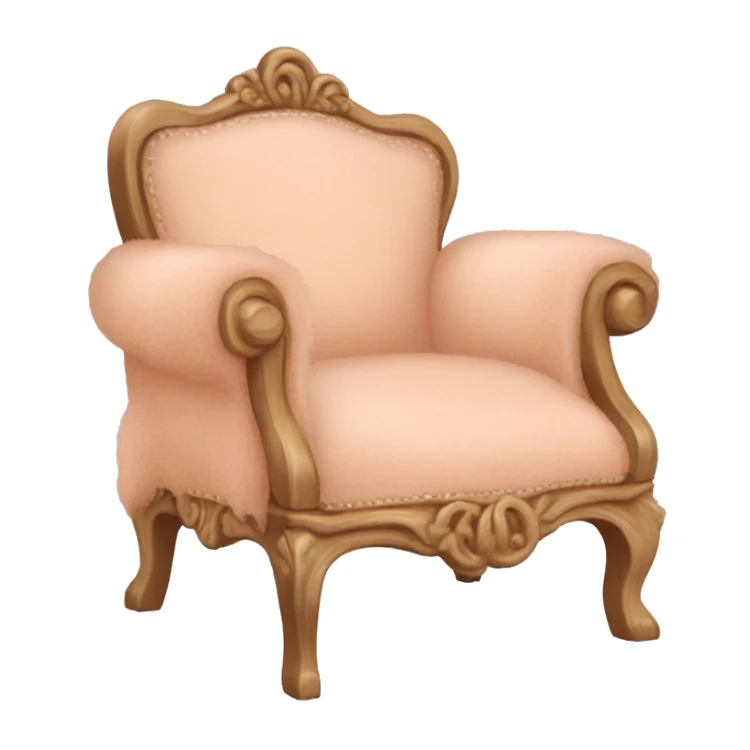 Chair with peach Mongolian change this one to have a fabric back with peach and white floral curly fur seat with a vintage peach and white floral back and a natural wood frame sticker