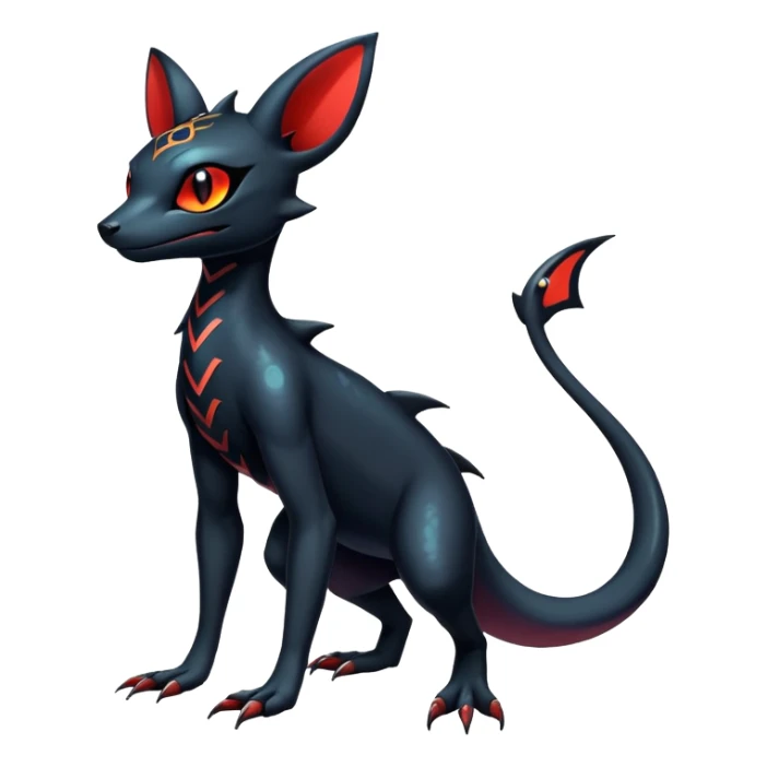 Shiny Dark Evil Exotic Colorful Salandit-Umbreon-Fakémon-hybrid-creature (full body)  sticker