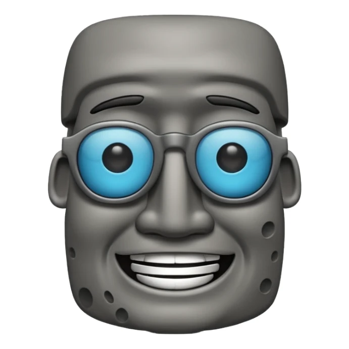 Un moai tranquilo con unos lentes y una sonrisa  sticker