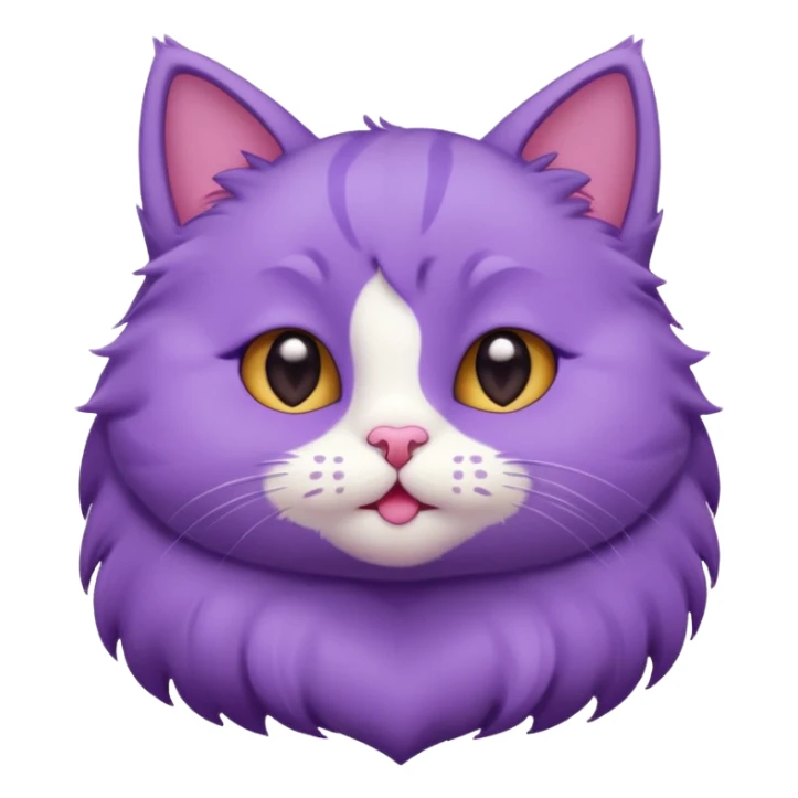 super cute purple cat, blushing cheeks, heart-shaped nose sticker