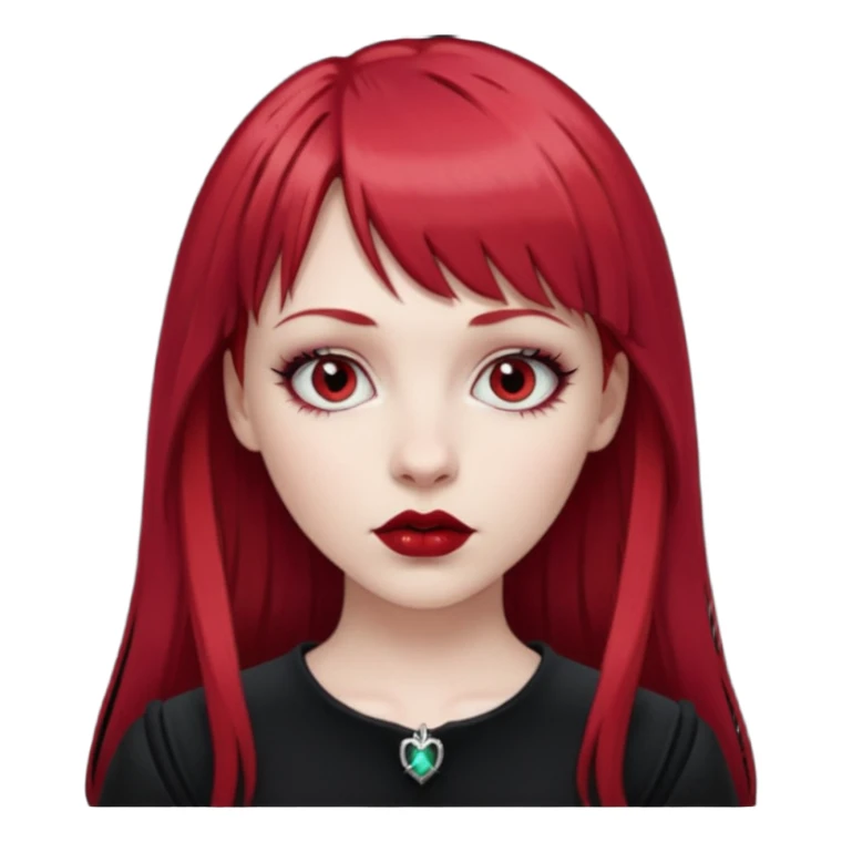 White girl with red hair, bangs and gothic  sticker