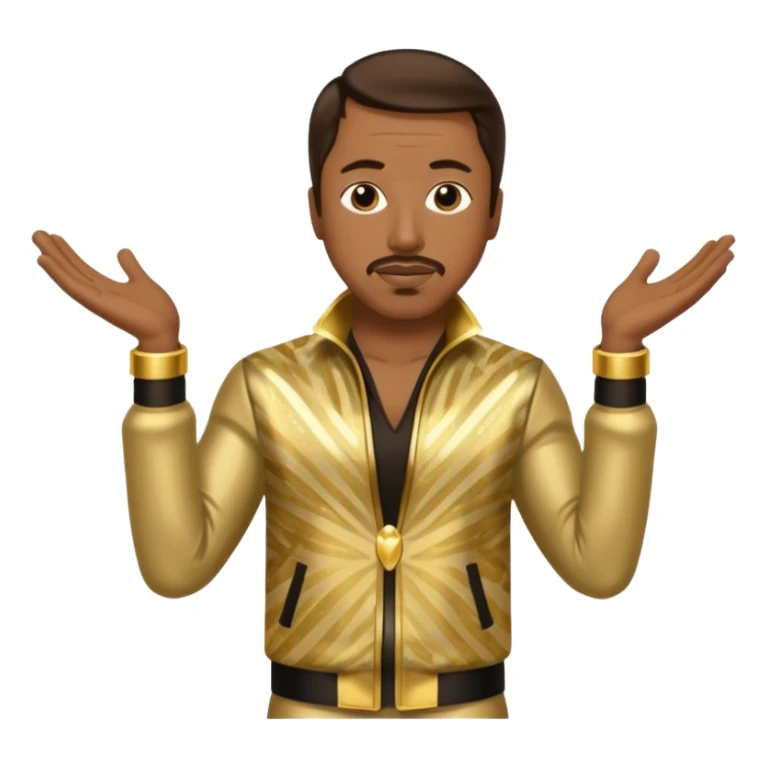 MC Hammer with dark brown hair, gold outfit sticker