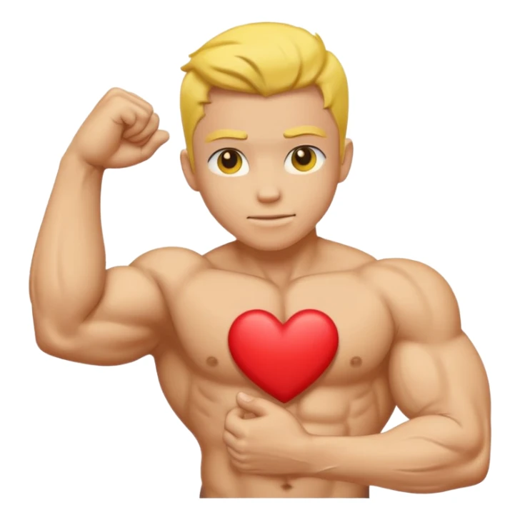 Yellow bicep with heart emoji tattoo in center sticker