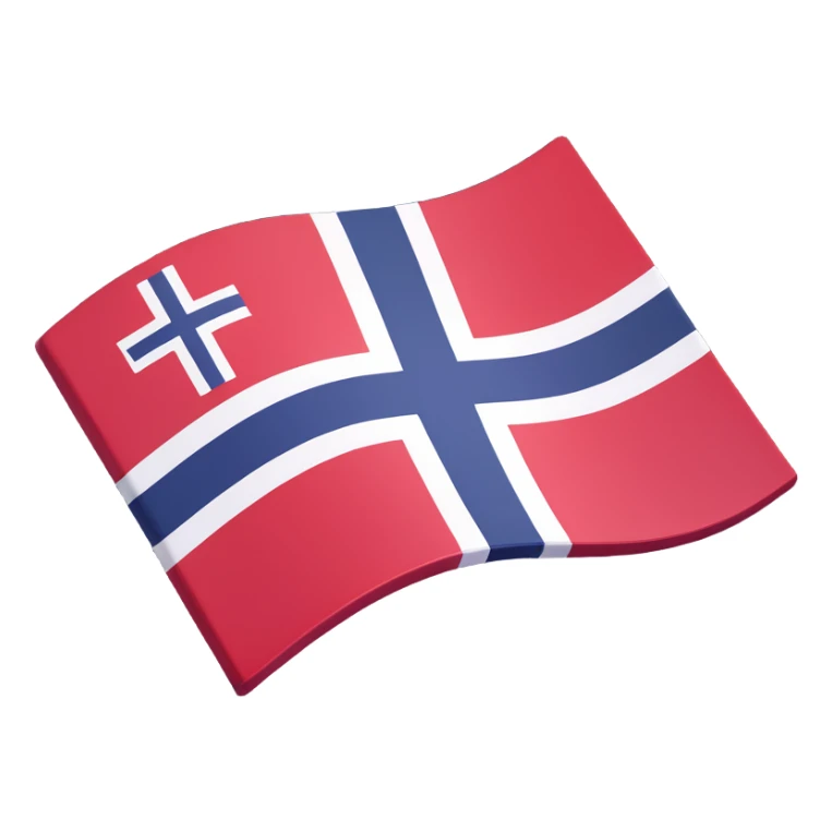 Norwegian flag of Norway 3D icon style, with subtle drop shadow, modern and dimensional, no text sticker