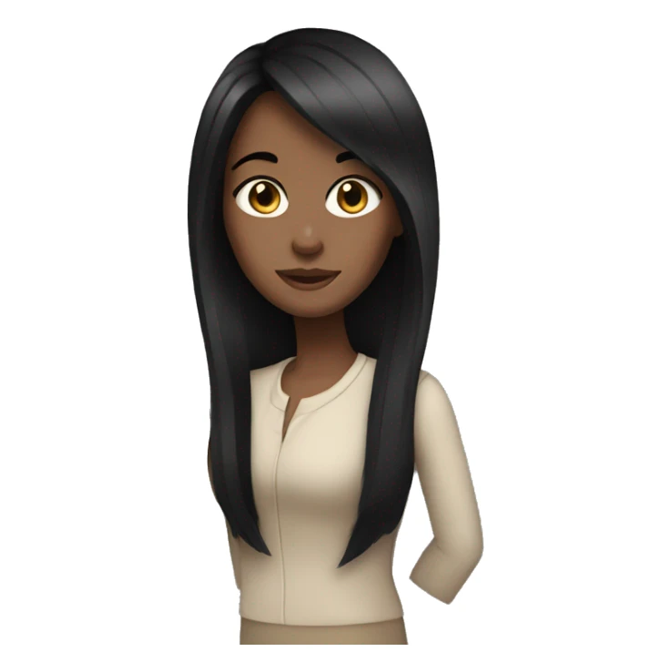 Girl with straight black hair sticker