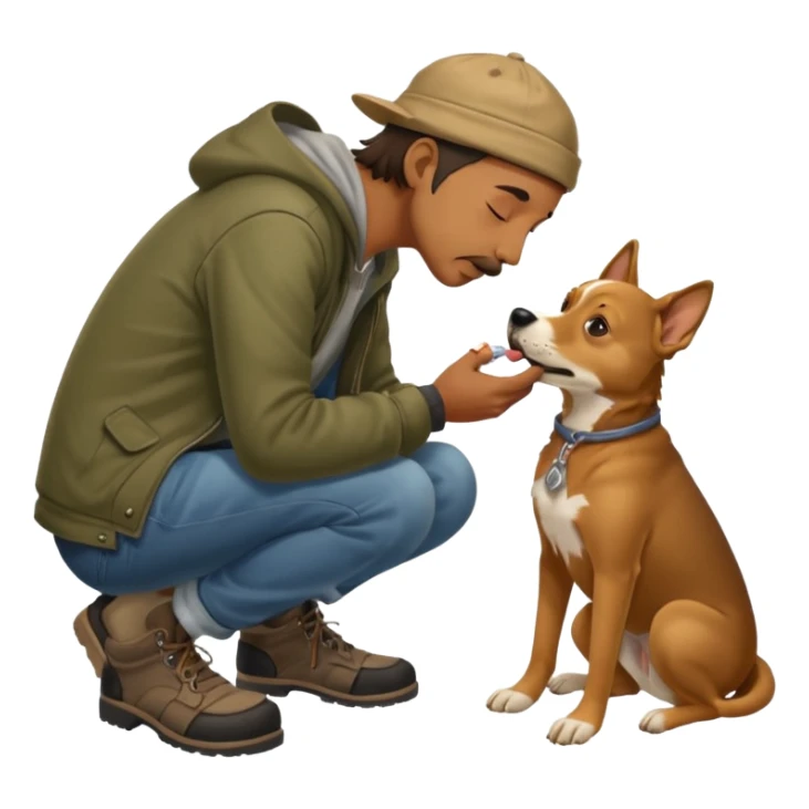 a homeless man licking dogs feet sticker