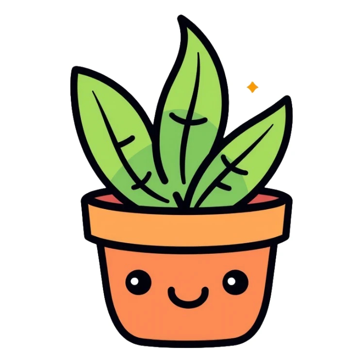 cute smiling plant in pot, logo design, simple and minimal sticker
