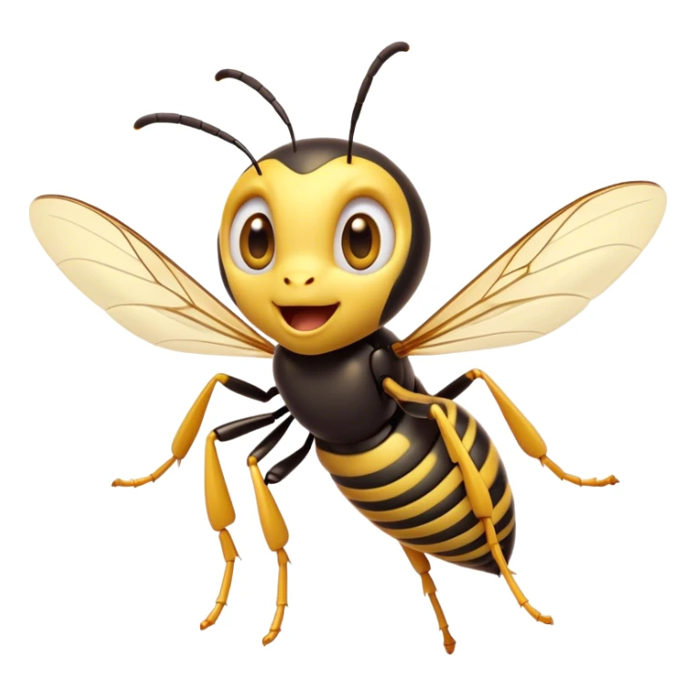 Cinematic Cheeky Wasp Portrait Emoji, Head tilted dramatically with an exaggeratedly shocked expression, featuring a slender, sharply striped body with wide, comically expressive eyes full of playful disbelief and animated, fluttering wings, Simplified yet hilariously expressive features, highly detailed, glowing with a slightly sassy glow, high shine, dramatic yet playful, stylized with an air of cheeky insect mischief, soft glowing outline, capturing the essence of a meme-worthy wasp that looks ready to buzz its way into viral fame! sticker