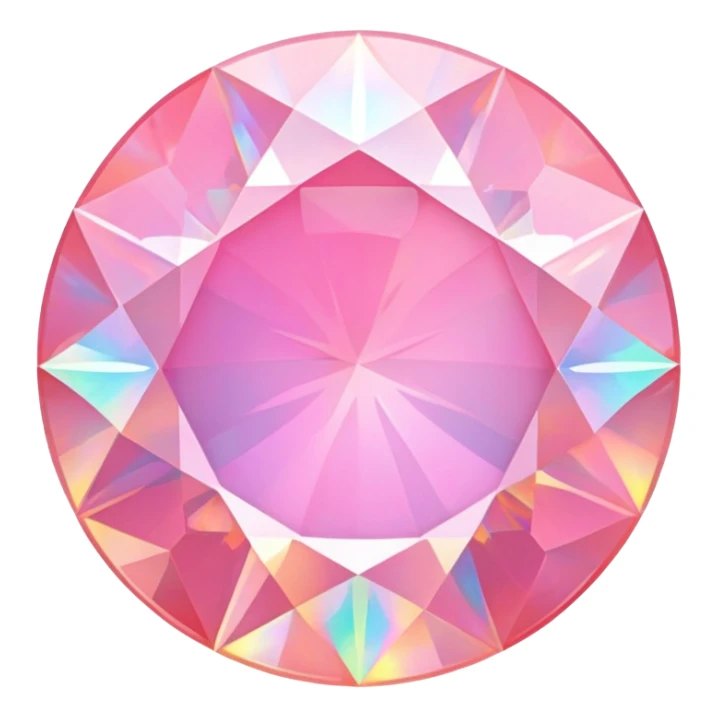 round cut pink opal with precise gemstone facets and holographic color play and fire sticker